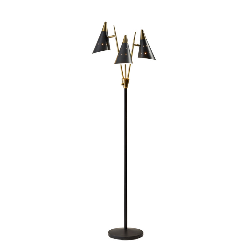 Lampe sur pied à branches 66 po Boise, Noir/laiton antique