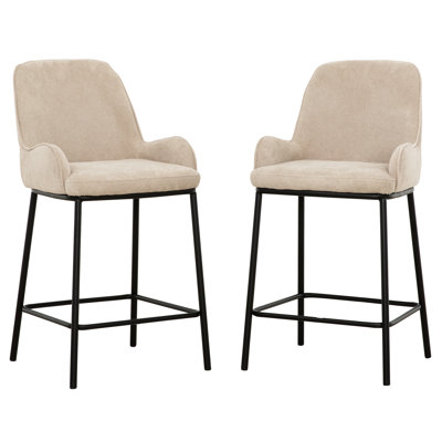 Ensemble de 2 tabourets de comptoir rembourrés Aspen Beige