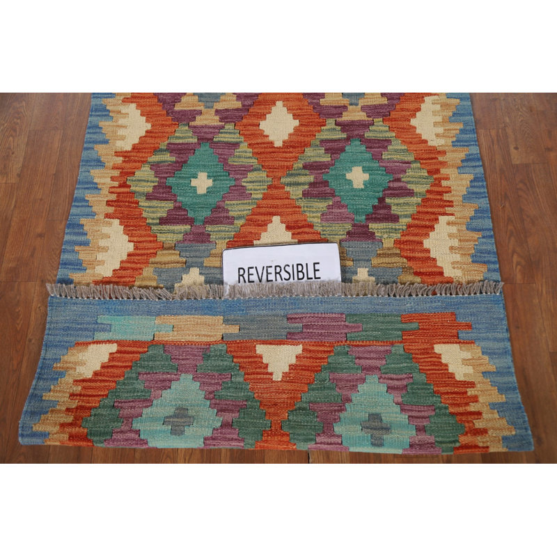 Geometric Kilim Oriental Wool Rug 3x5