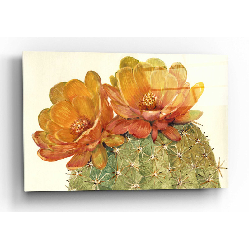 Art mural en verre épique «Cactus Blossoms II» par Tim O'Toole, H 12 po x l 16 po x P 0,13 po