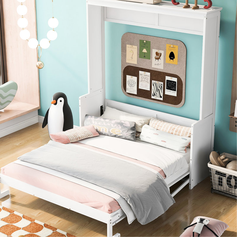 Grand lit blanc avec tablette pratique