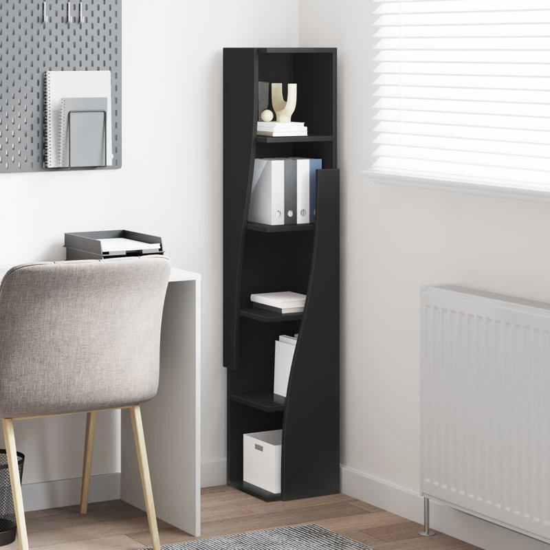 Engineered Wood Standard Accent Cabinet, 140 cm H x 27.5 cm L x 27 cm D, Black