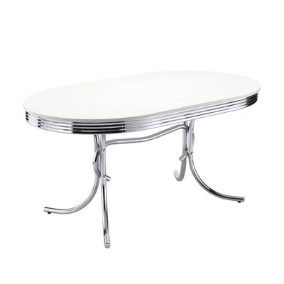 Table de salle à manger ovale blanche et - Idéal pour les maisons occupées