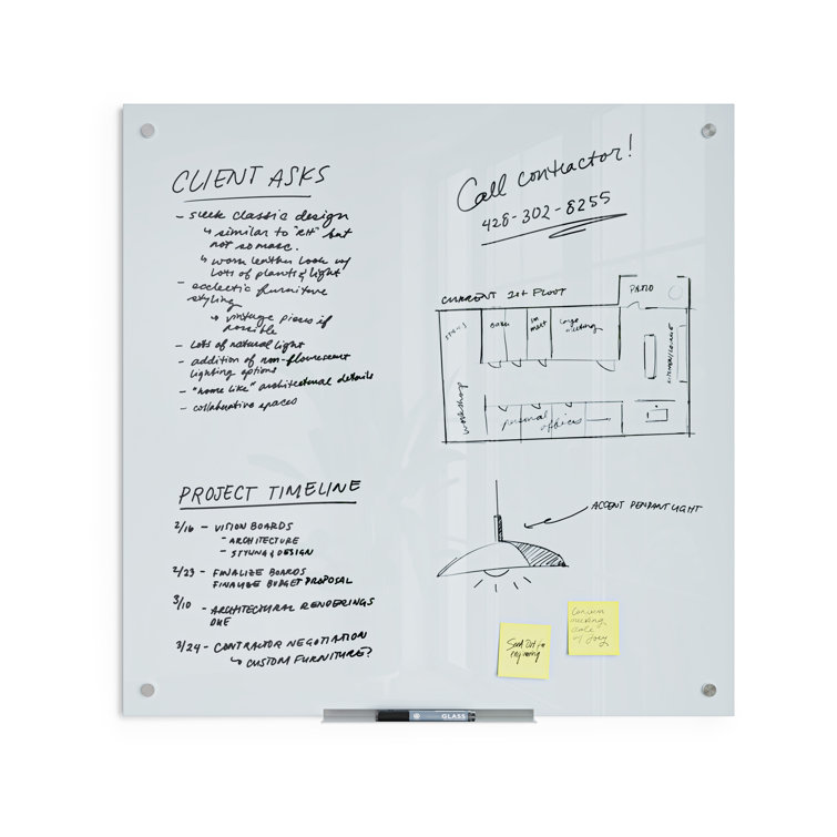 Wall Mounted Magnetic Glass Board