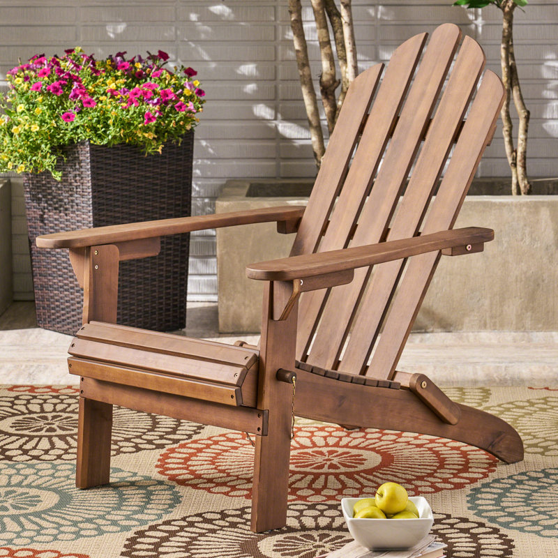 Chaise de patio en bois brun foncé - pliable pour un siège d'extérieur compact