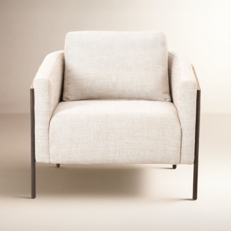 Jayda Linen Armchair, Gable Taupe Polyester Blend, Light Brown