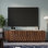 Meuble télé 58 po en bois avec rangement, console de télévision avec 2 tiroirs et portes d'armoire, centre de divertissement avec motif sculptural Wave