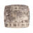 18" Ivory and Taupe Upholstered Medallion Pouf Ottoman