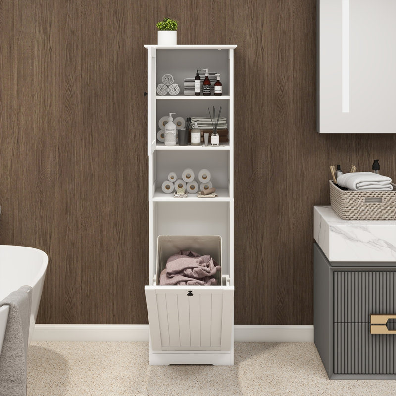Armoire de trieur de linge inclinable à un compartiment et une porte - Blanc