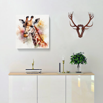 Giraffe Watercolour - Wrapped Canvas