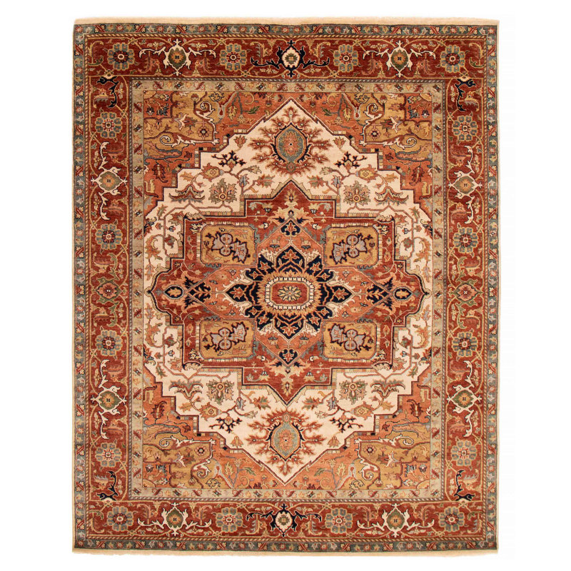 Tapis ivoire en laine noué à la main 7 pi 11 po x 10 pi 0 po Jules Sultane