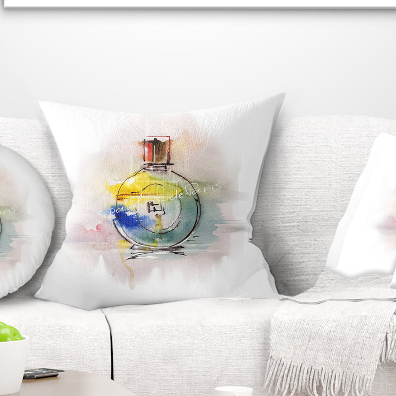 Perfume Bottle - Street Art Printed Pillow, 16" x 16", Throw Pillow