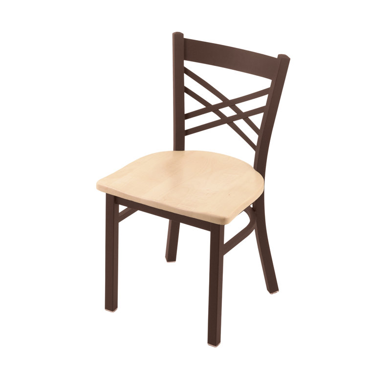 Catalina 18'' H Metal Side Chair, Bronze, Wood-Natural Maple