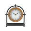 Horloge de table 9,5 x 3,5 x 10 po avec cadre en bois brun et support en fer noir