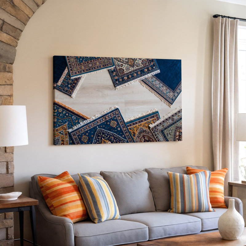 Toile, collage visuellement riche de tapis turcs complexes présentant un art mural Variété de motifs et de motifs, palette de couleurs