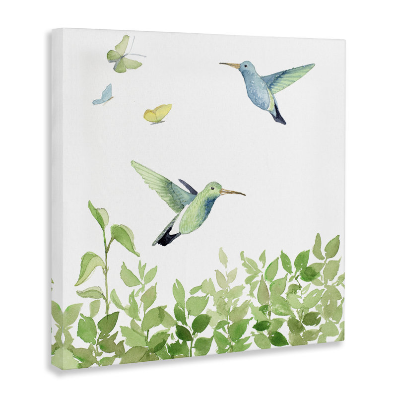 «Spring Hummingbirds», art mural sur toile par Lanie Loreth, H 17 po x l 17 po