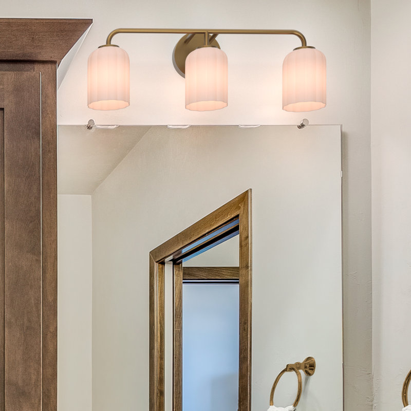 Parkmont Plug & Play 3-Light Vanity Light in Transitional and Modern Style-8.75 Inches Tall and 24 Inches Wide, Satin Brass