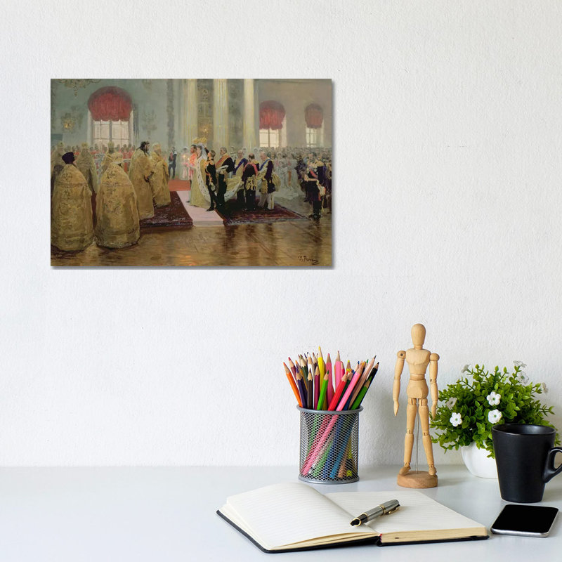 The Marriage Of Tsar Nicholas II And Alexandra Feodorovna 1894 by Ilya Efimovich Repin - Wrapped Canvas Painting