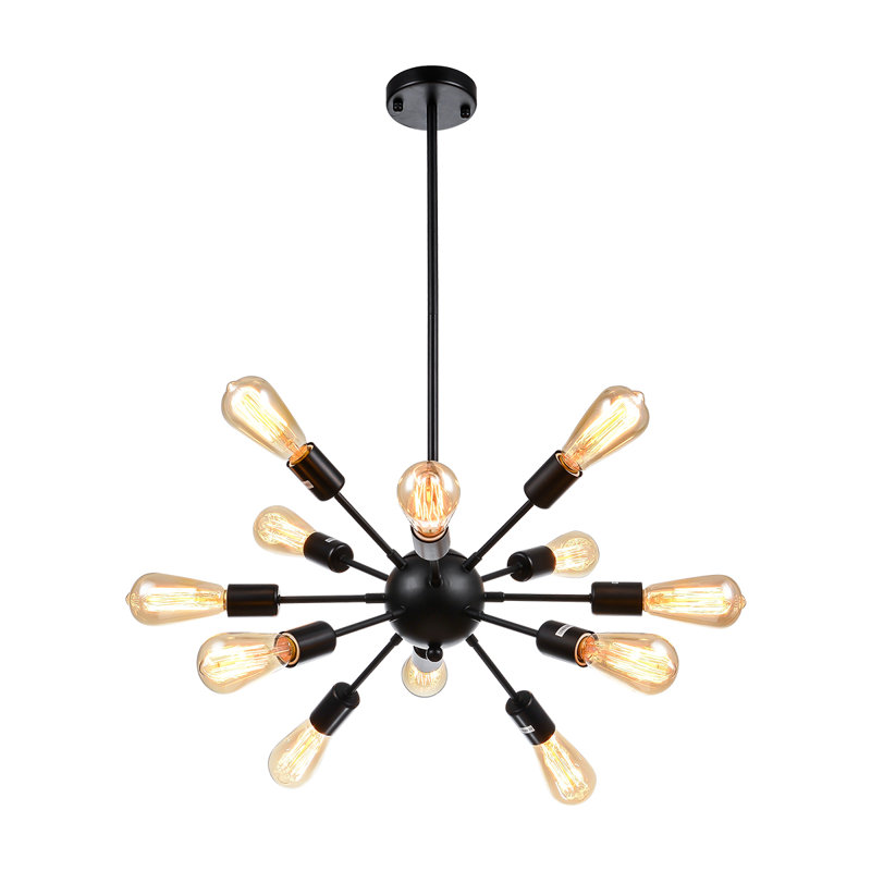 Lustre sphérique Spoutnik à 12 lumières Merilyn, Noir