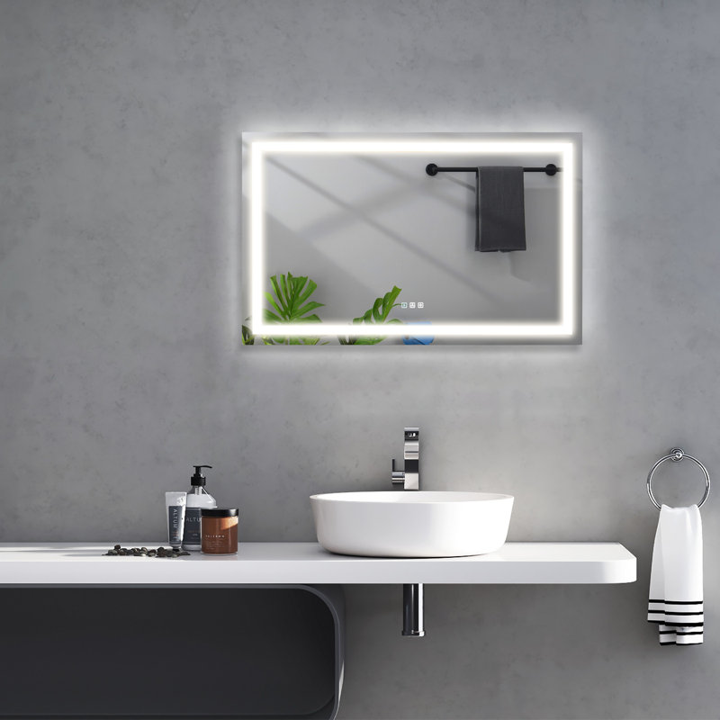 Miroir de salle de bain sans cadre, 36 po x 48 po, Bleu