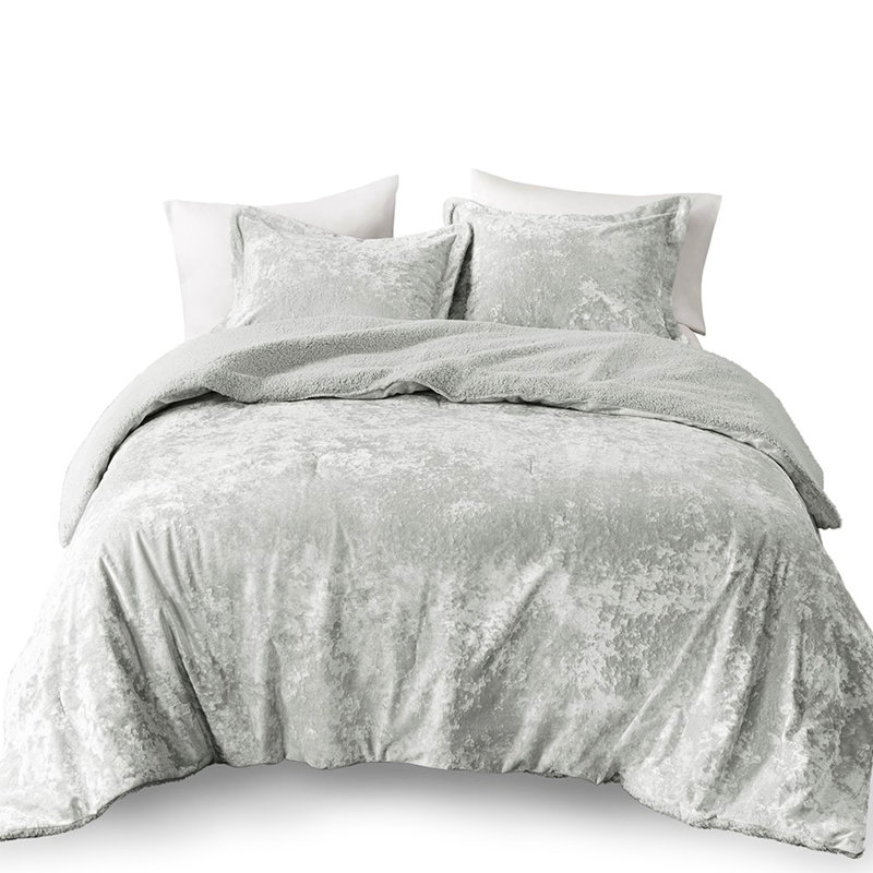 Twin/Twin Xl Comforter With Grey Velvet And Reverse Crushed For Core