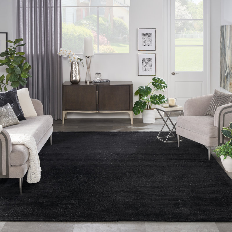 Castone Geometric Area Rug in Black, Rectangle 7'9" x 9'9"