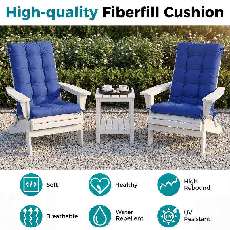 Outdoor/Indoor 5'' Adirondack Chair Seat/Back Cushion with Ties, Dark Blue