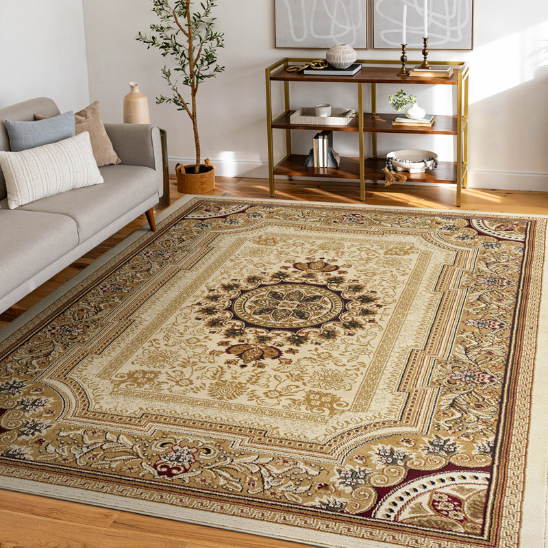 Tapis oriental ivoire / beige Clarence, Rectangle 5 pi 3 po x 7 pi 3 po