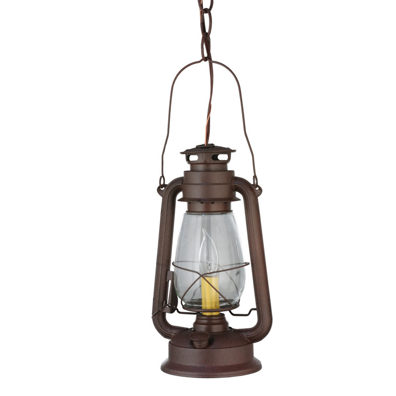 Mahogany Bronze Mini Pendant Lantern with Clear Glass Shade