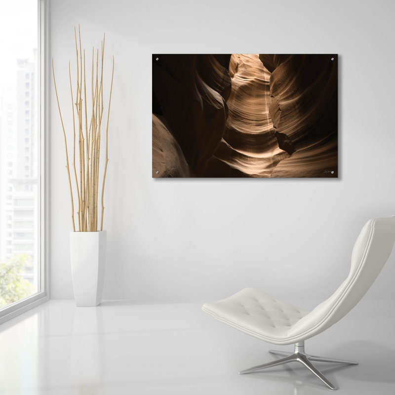 Art mural en verre abstrait canyon 6 "par Lori Deiter, H 24 po x l 36 po