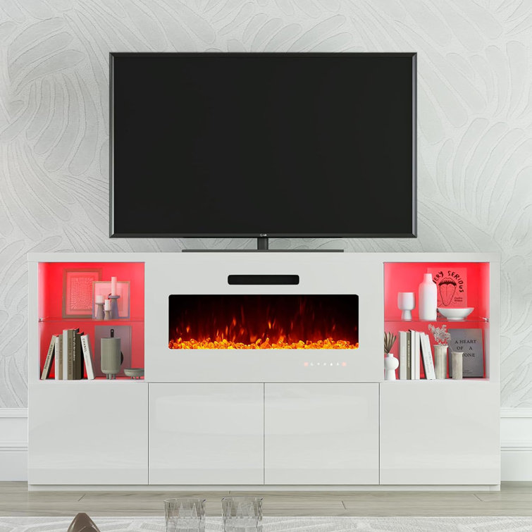 Bronica TV Stand for TVs with Electric Fireplace Included
