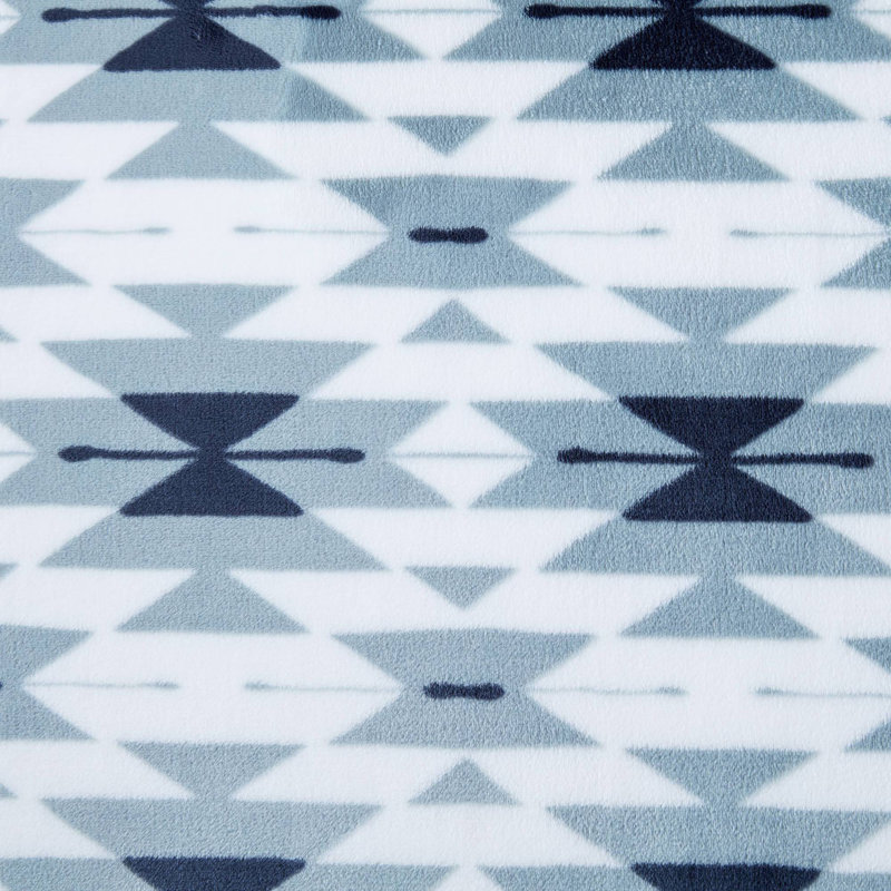 50" x 70" Geometric Gray Fleece Reversible Throw Blanket