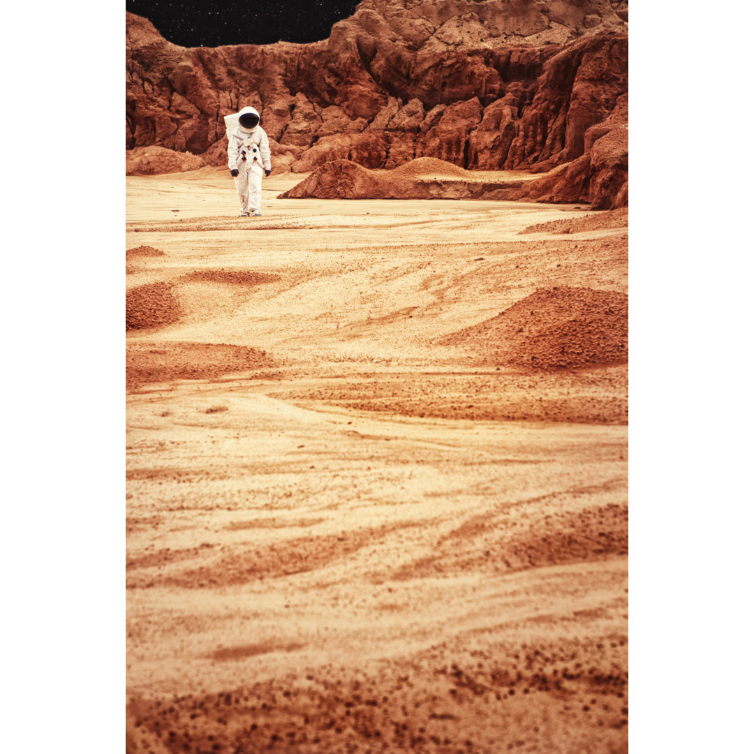 Astronaut Walking On Mars Or The Moon by Inhauscreative - Drucken