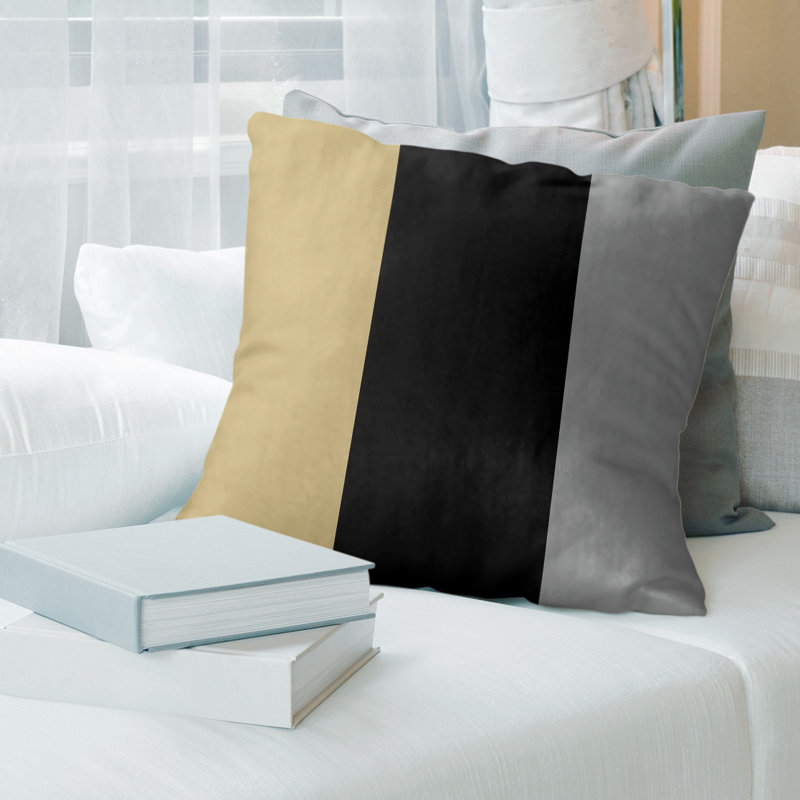 Coussin en suède Colorado, 20 po x 20 po, Or / noir / gris