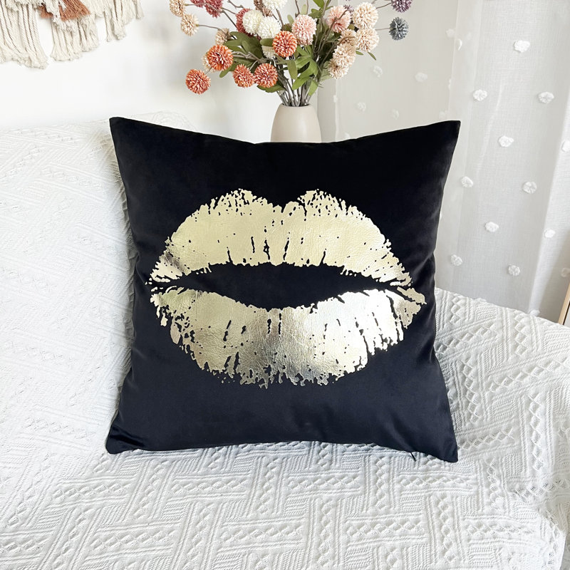 Housse de coussin couleur unie or (ensemble de 2), 18 po x 18 po, Noir