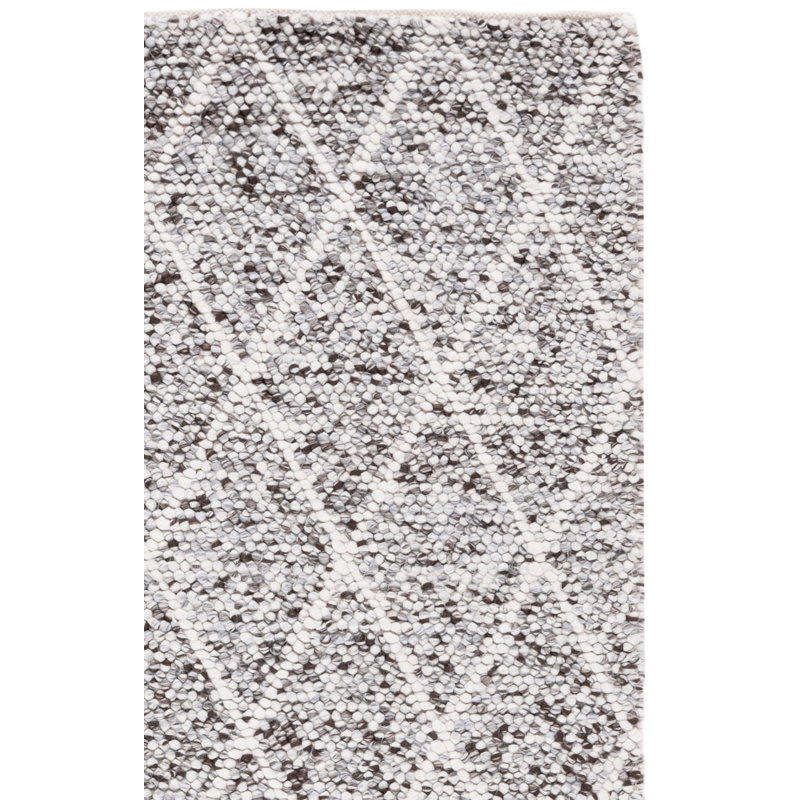 Tapis géométrique en laine / coton tissé à la main Huberty, Rectangle 2 pi x 3 pi