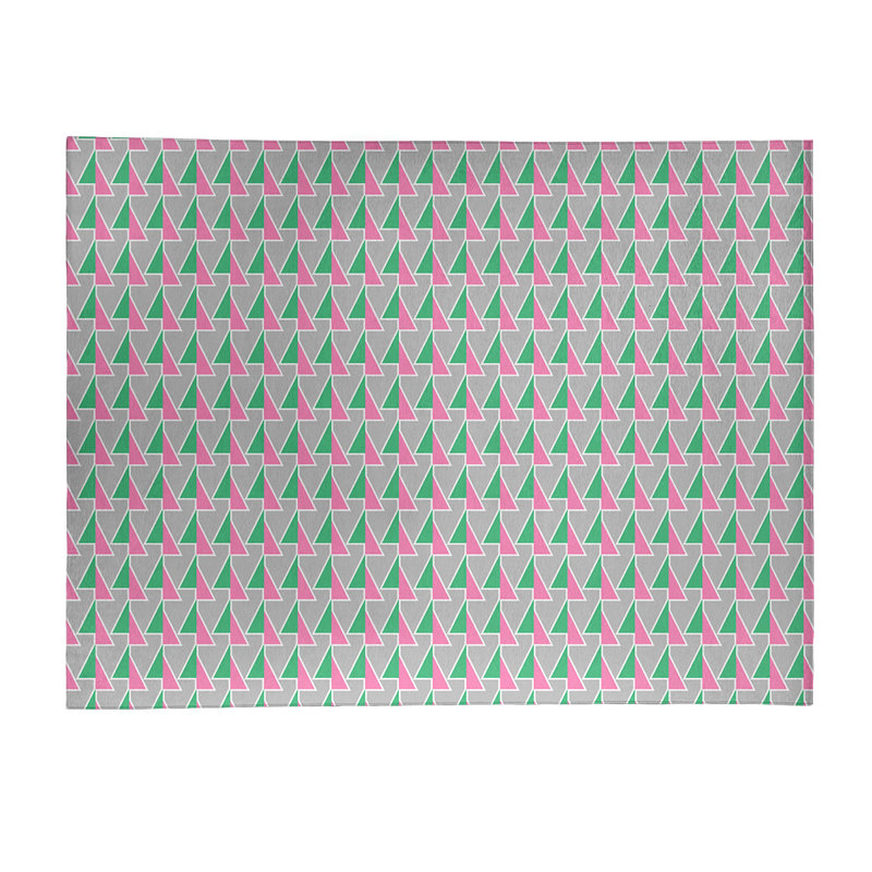 Tapis à flèches déplacées rose/vert/gris, Rectangle 9 pi x 12 pi