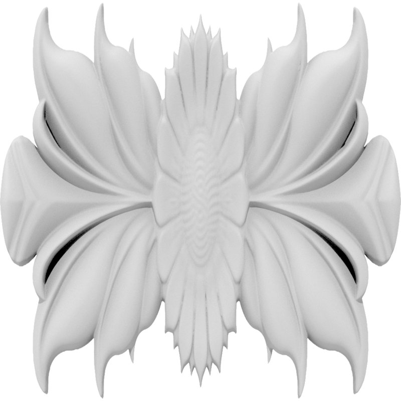 Rosettes appliquées, H 1,5 po x l 1,5 po x P 0,25 po