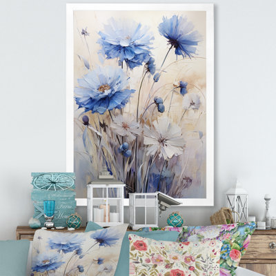 «Minimal Beige and Blue Cornflowers Expression III», reproduction sur toile