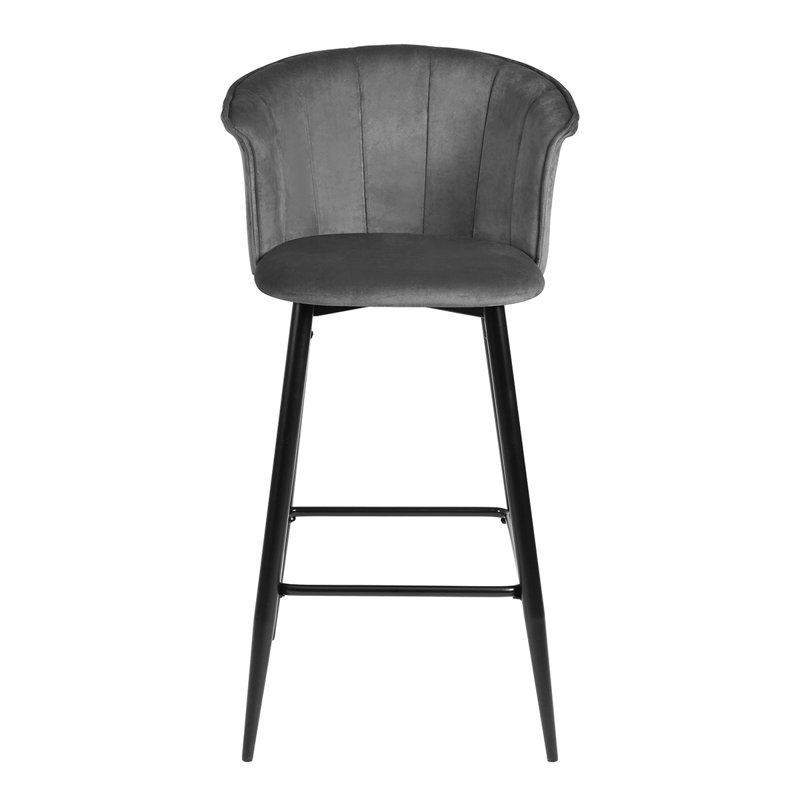 Fleming Upholstered Counter Stool with Metal Frame, Grey