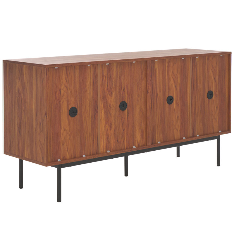 Buffet 4 portes Muneet, Noyer / blanc / noir