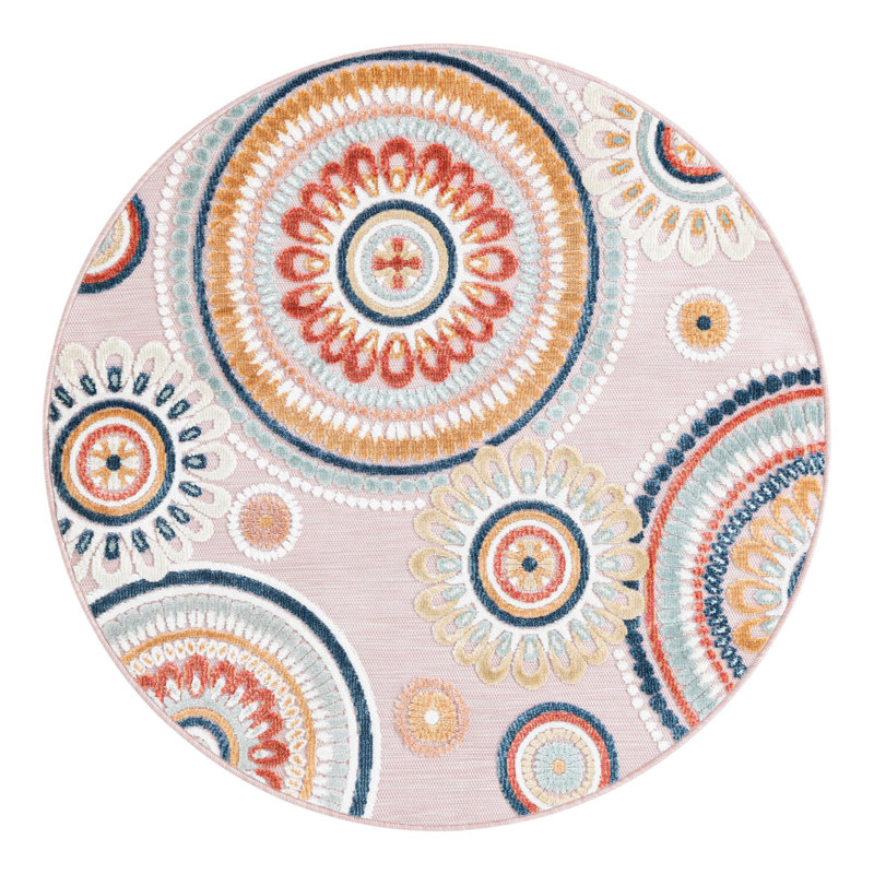 Firman Geometric Indoor / Outdoor Rug, Round 4'5"