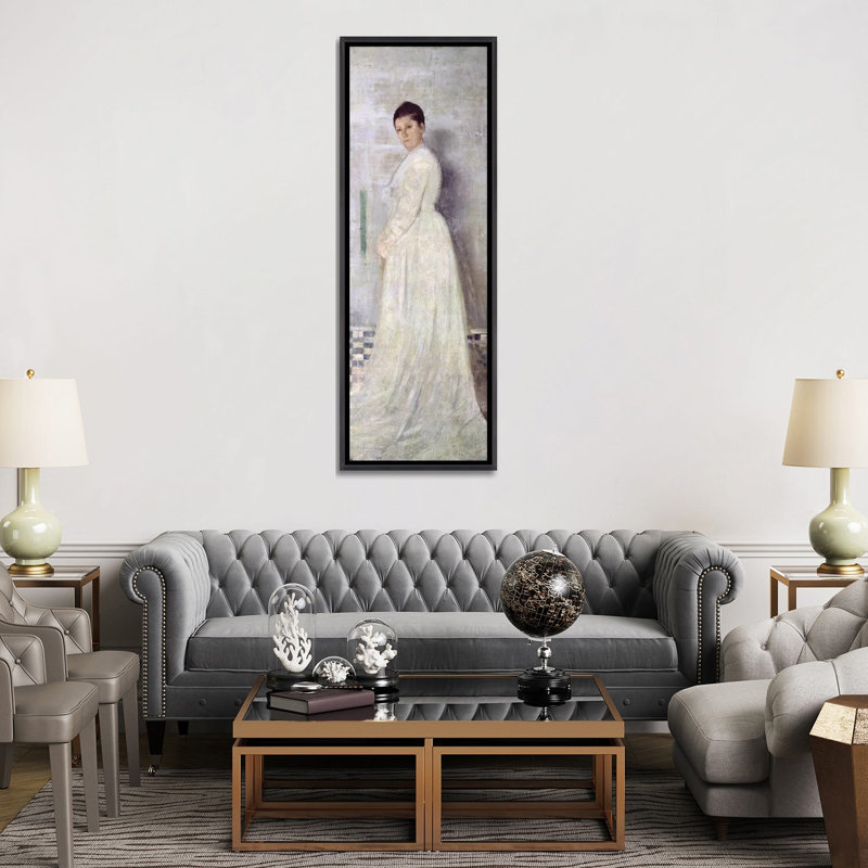 Harmonie en blanc - impression d'art mural, 72 po x 24 po, Toile avec cadre, Noir patiné