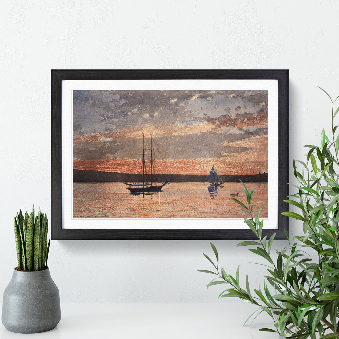Sunset at Gloucester by Winslow Homer - Framed Print