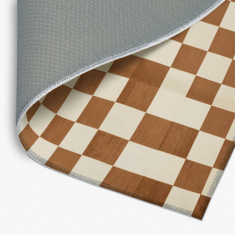 Tapis d'intérieur et d'extérieur à carreaux beige, Rectangulaire 2 pi x 3 pi