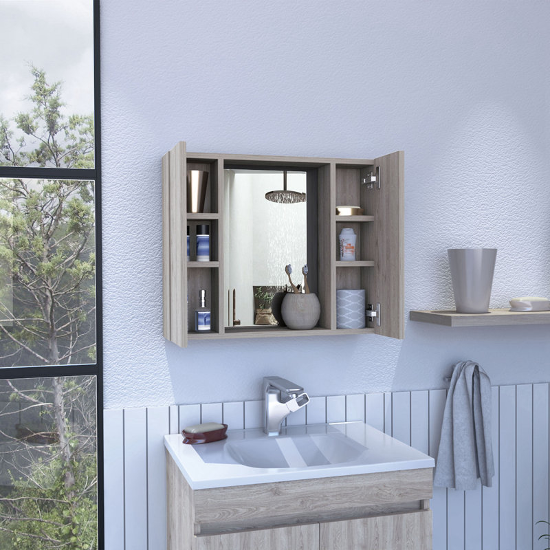Armoire à pharmacie 2 portes avec 5 tablettes Morgandy, Gris