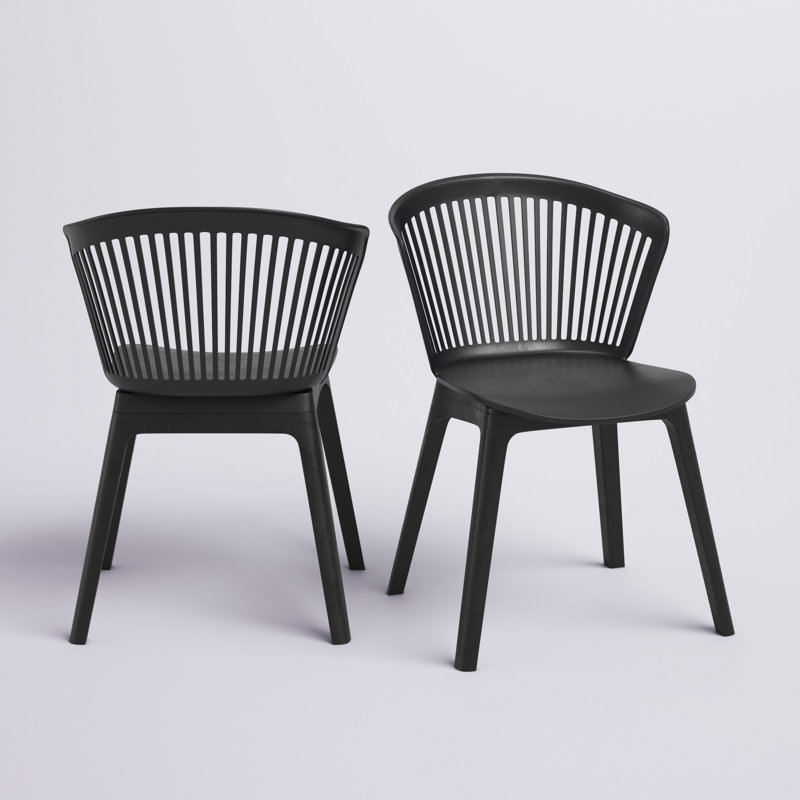 Chaise d'appoint à dossier en lattes Vinson, Noir