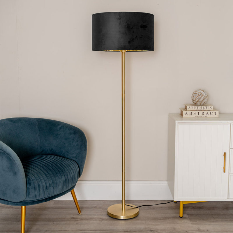 Baillieu 148cm Traditional Floor Lamp, Yes, Polished, Black