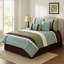 Ensemble d'édredon en microfibre vert / bleu 6 pièces-2120031789
