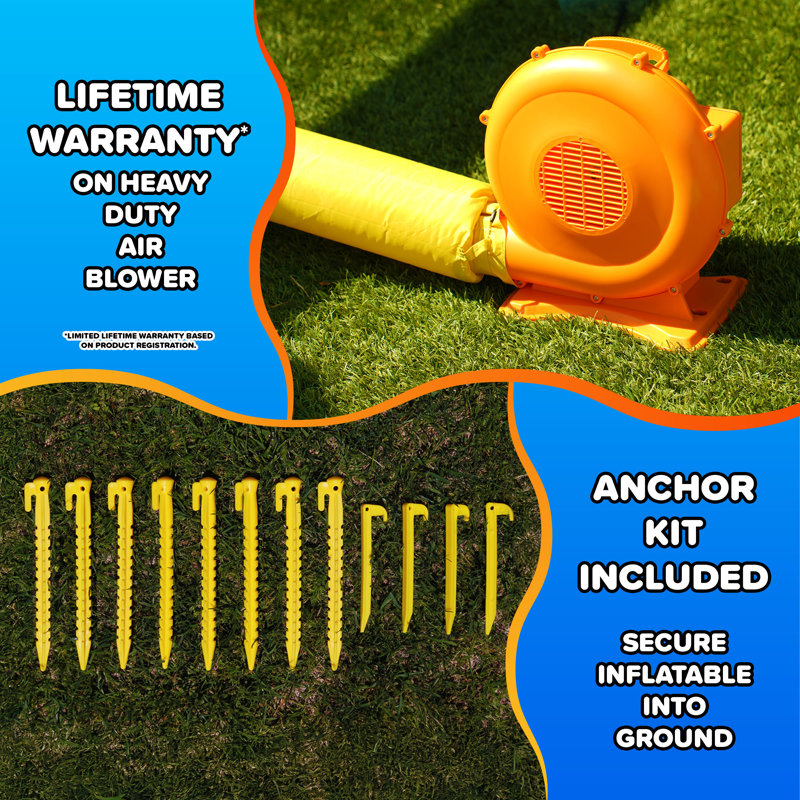 Sportspower™ Half Pipe 17' Inflatable Water Slide with Basketball Hoop, Heavy Duty, Backyard Summer Fun, Ages 3-12, Lifetime Warranty on Included Blower